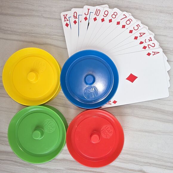 Set of 4 Round Playing Card Holders - Leap Frog - Picture 1 of 11